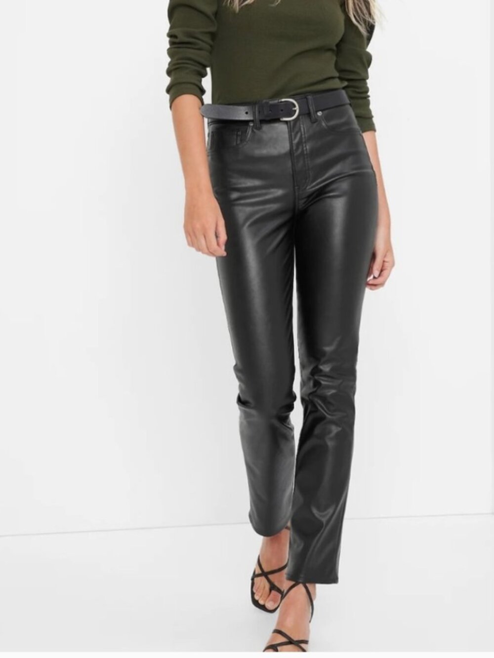 GAP HIGH RISE VEGAN LEATHER VINTAGE SLIM PANTS SIZE 27 LONG